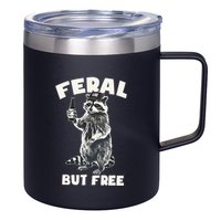 Feral But Free Funny Raccoon 12oz Stainless Steel Coffee Mug