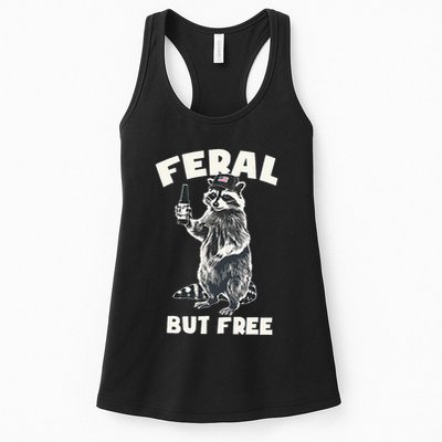 Feral But Free Funny Raccoon Womens Tank Top