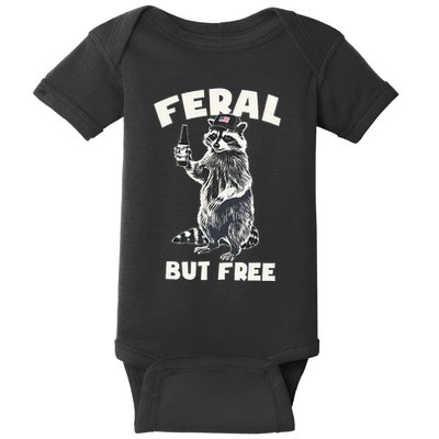 Feral But Free Funny Raccoon Baby Bodysuit