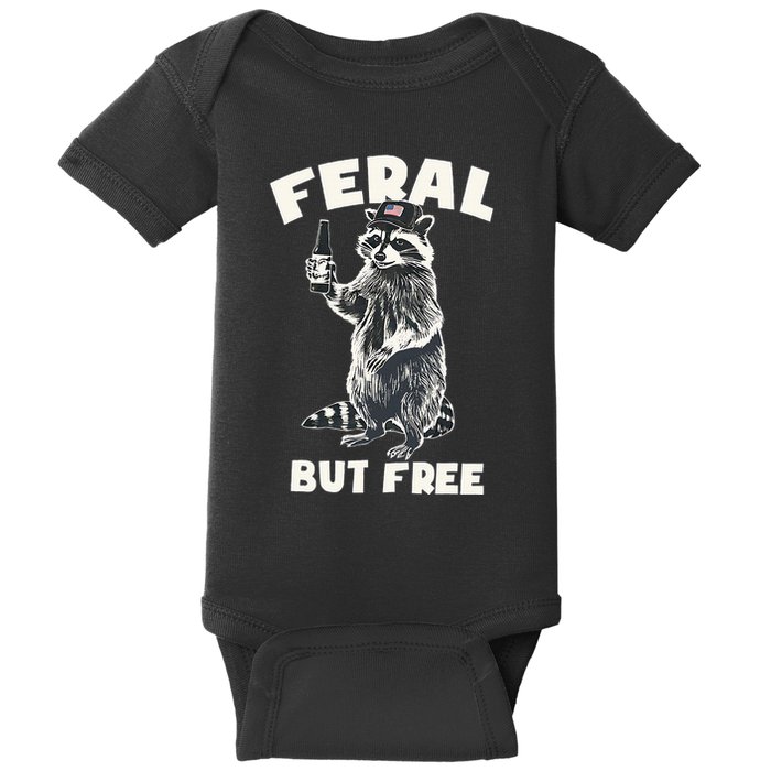 Feral But Free Funny Raccoon Baby Bodysuit