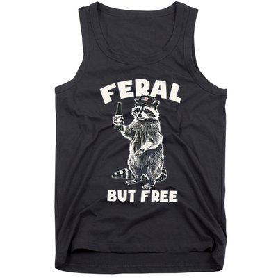Feral But Free Funny Raccoon Tank Top