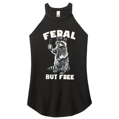 Feral But Free Funny Raccoon Women's Perfect Tri Rocker Tank