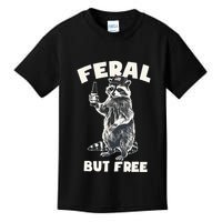 Feral But Free Funny Raccoon Kids T-Shirt