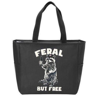Feral But Free Funny Raccoon Zip Tote Bag