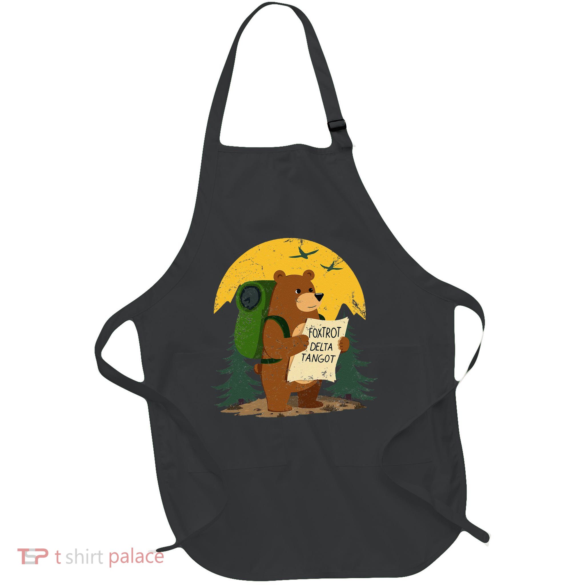 Funny Bear Foxtrots Deltas Tangos Full-Length Apron With Pockets
