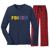 F Biden FBI Fbiden Funny Women's Long Sleeve Flannel Pajama Set 