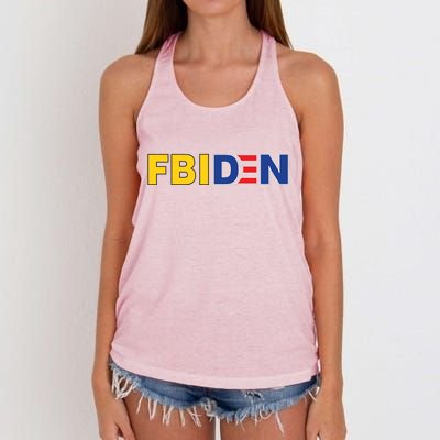 F Biden FBI Fbiden Funny Women's Knotted Racerback Tank