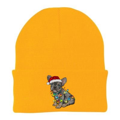 French Bulldog Frenchie Christmas Lights Cute Gift Knit Cap Winter Beanie