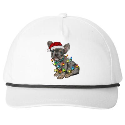 French Bulldog Frenchie Christmas Lights Cute Gift Snapback Five-Panel Rope Hat