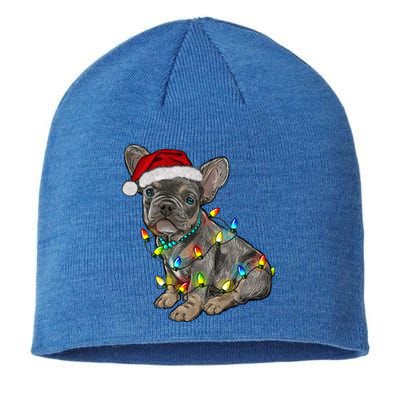 French Bulldog Frenchie Christmas Lights Cute Gift Sustainable Beanie