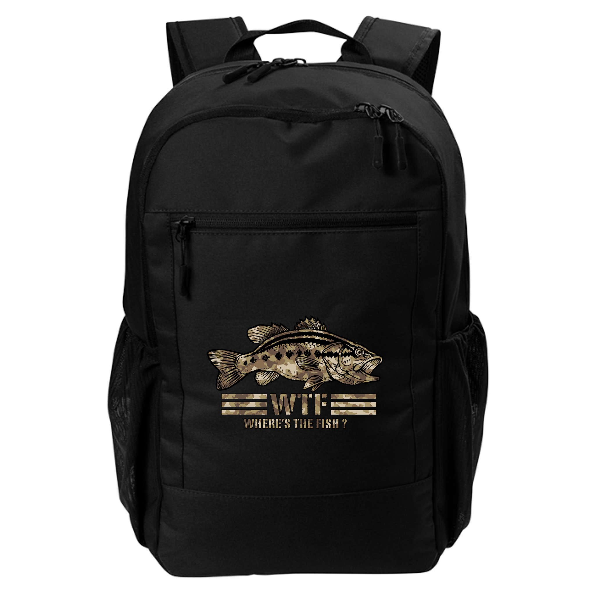 Funny Bass Fishing Camo Wtf Wheres The Fish Gift Backpack