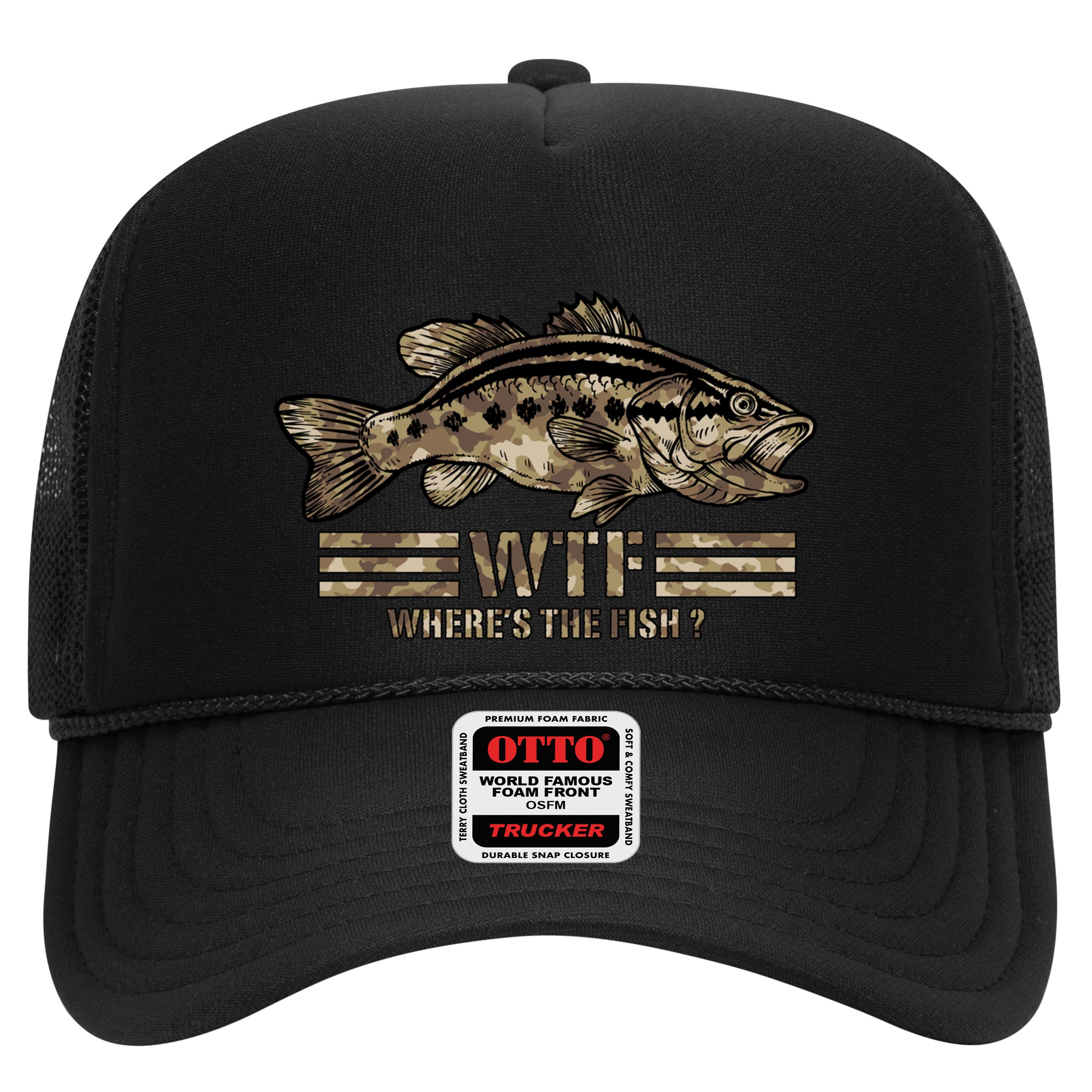Funny Bass Fishing Camo Wtf Wheres The Fish Gift Hat