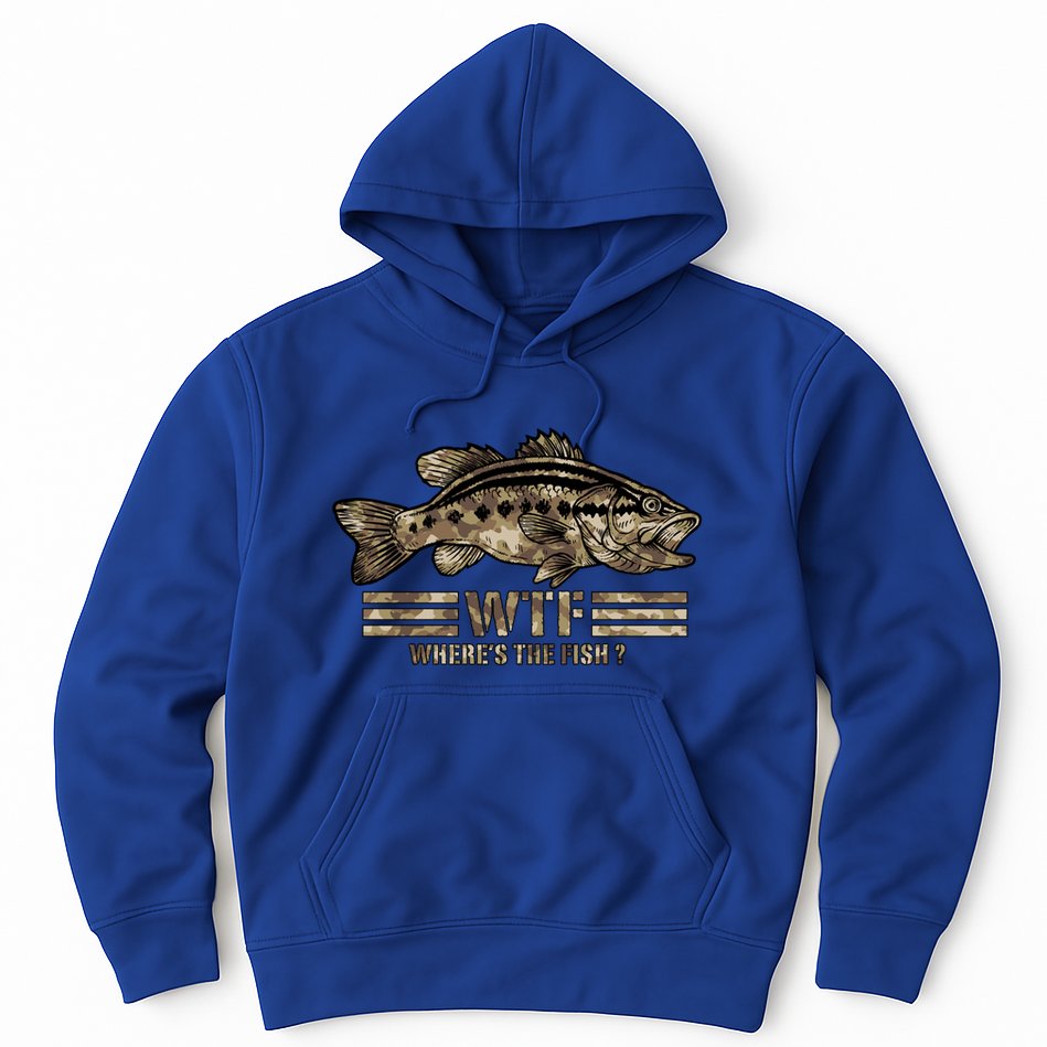 Funny Bass Fishing Camo Wtf Wheres The Fish Gift Hoodie