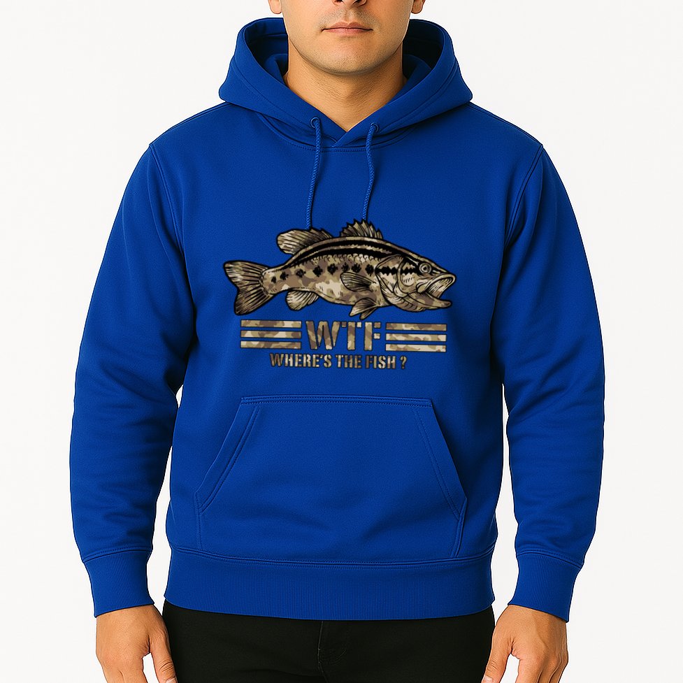Funny Bass Fishing Camo Wtf Wheres The Fish Gift Hoodie