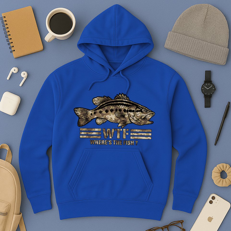 Funny Bass Fishing Camo Wtf Wheres The Fish Gift Hoodie