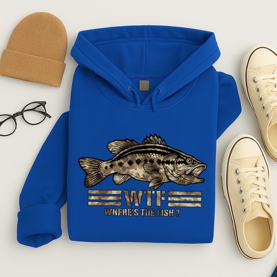 Funny Bass Fishing Camo Wtf Wheres The Fish Gift Hoodie