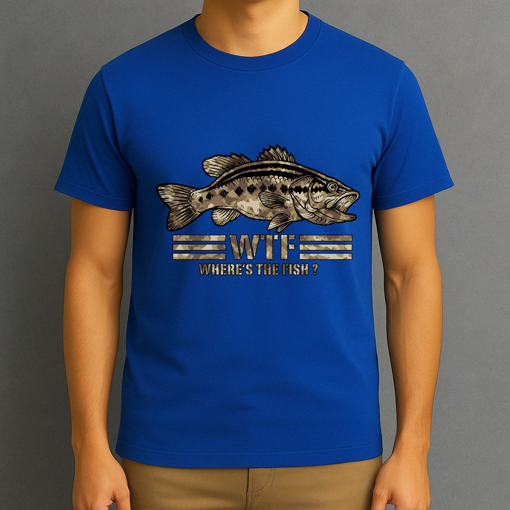 Funny Bass Fishing Camo Wtf Wheres The Fish Gift T-Shirt