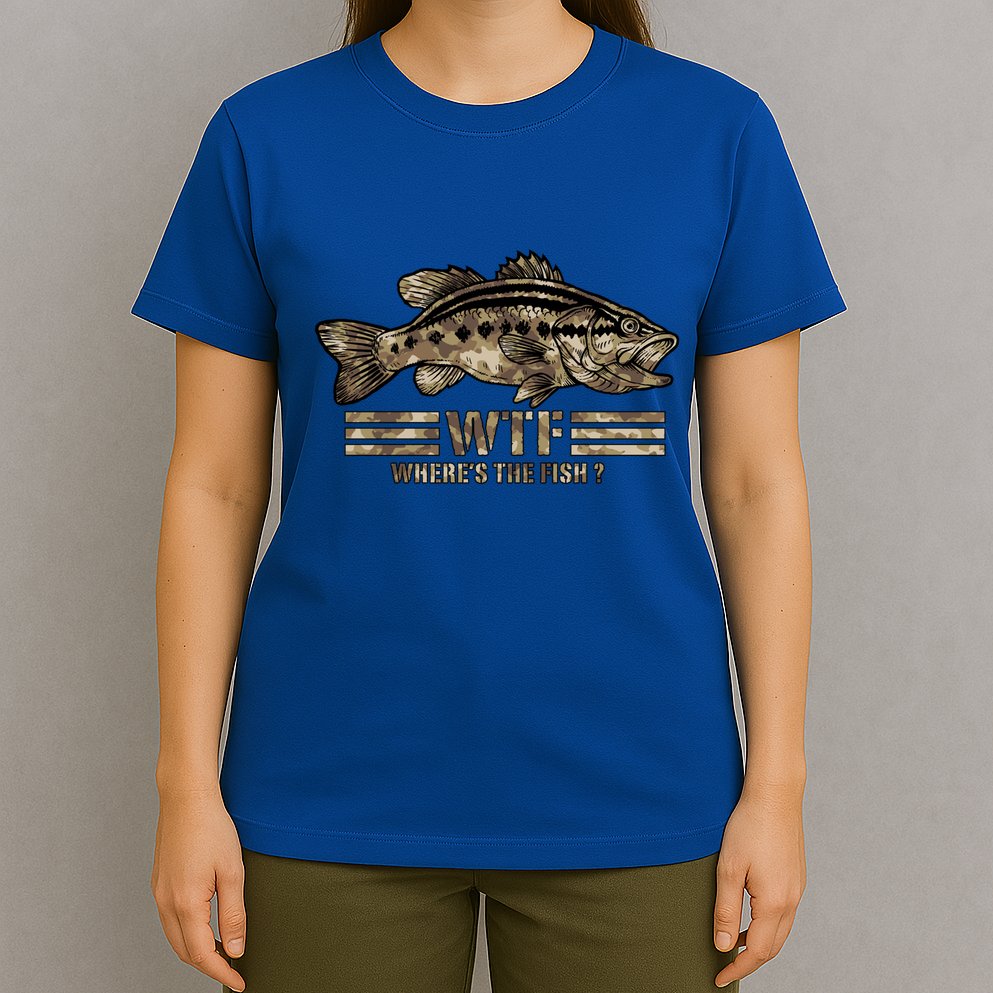 Funny Bass Fishing Camo Wtf Wheres The Fish Gift T-Shirt