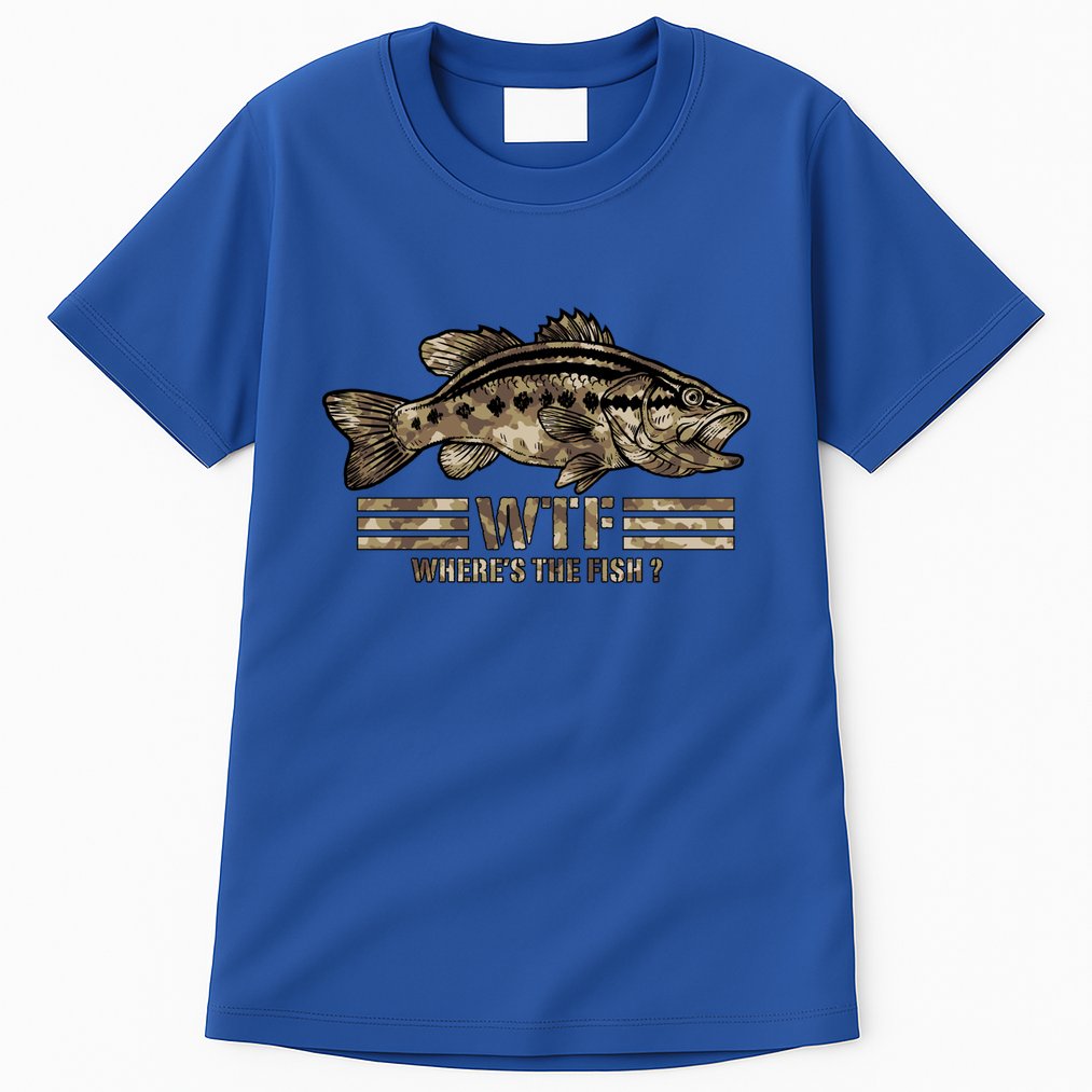 Funny Bass Fishing Camo Wtf Wheres The Fish Gift Tall T-Shirt