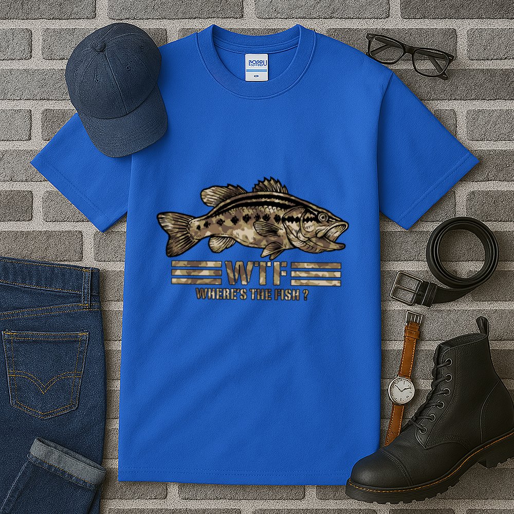 Funny Bass Fishing Camo Wtf Wheres The Fish Gift Tall T-Shirt