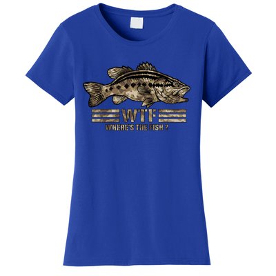 Funny Bass Fishing Camo Wtf Wheres The Fish Gift Women's T-Shirt