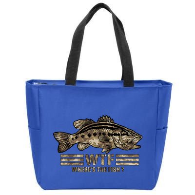 Funny Bass Fishing Camo Wtf Wheres The Fish Gift Zip Tote Bag