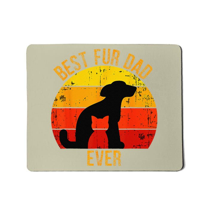 Funny Best Fur Dad Ever Vintage Retro Dog Cat Owner Mousepad