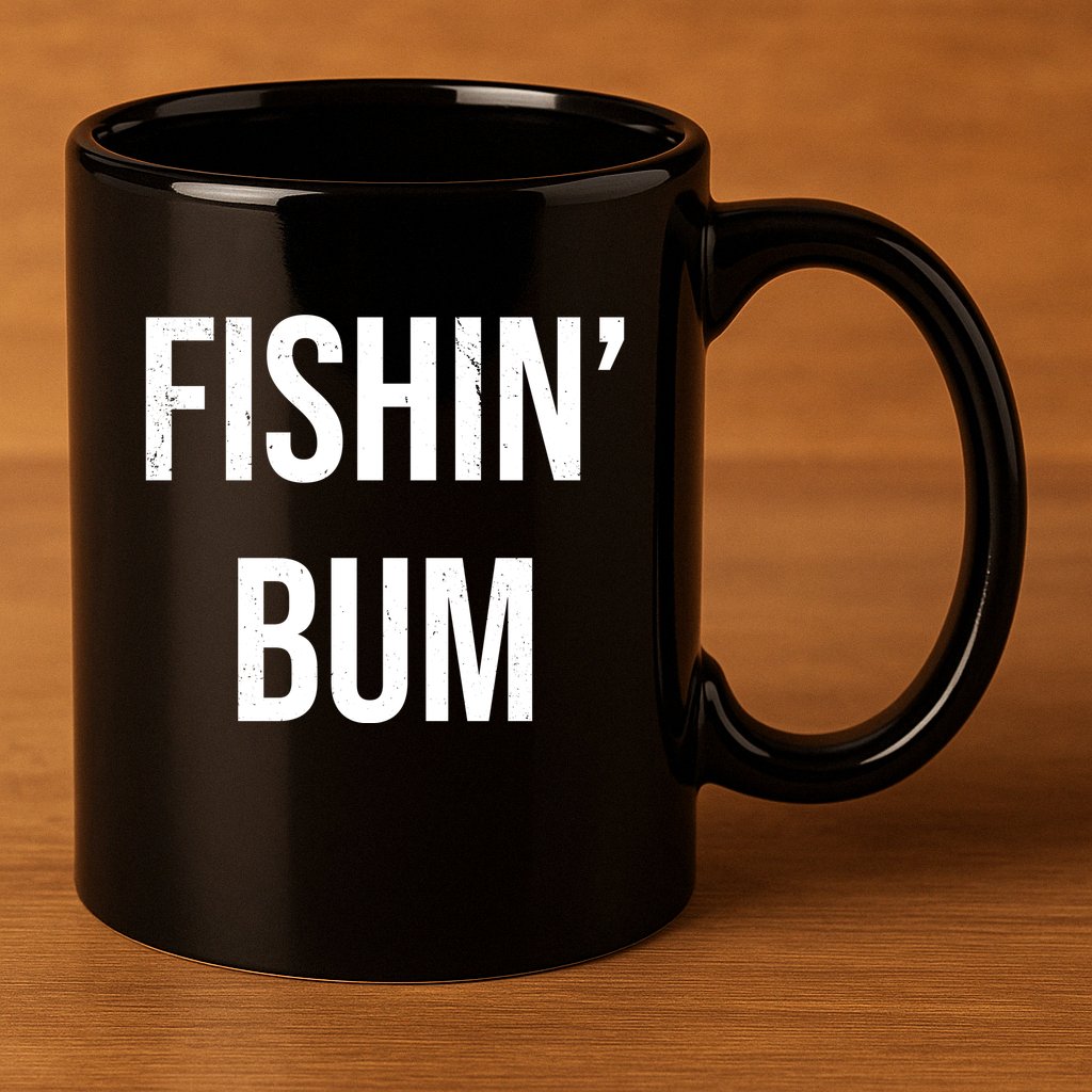 Fishin Bum Funny Fishing Fisherman 11oz C Handle Ceramic Mug
