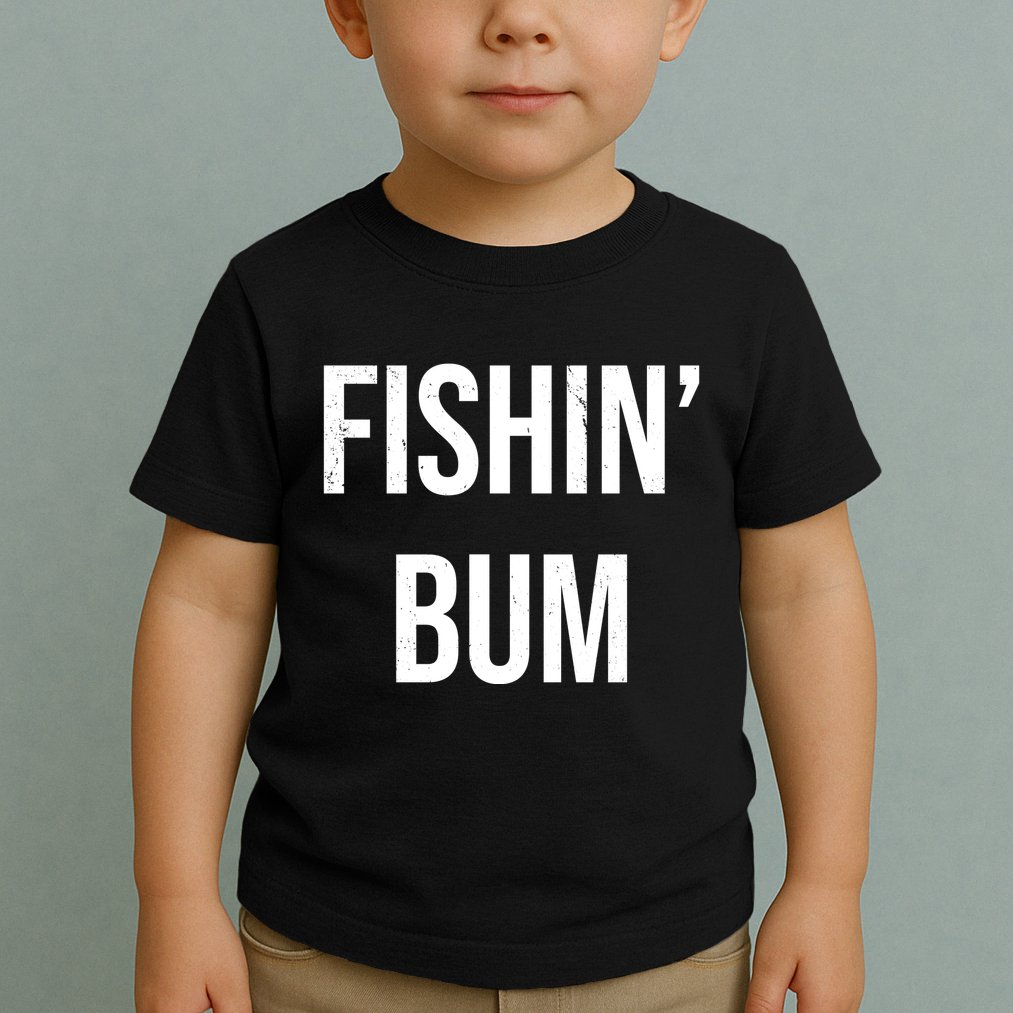 Fishin Bum Funny Fishing Fisherman Toddler T-Shirt