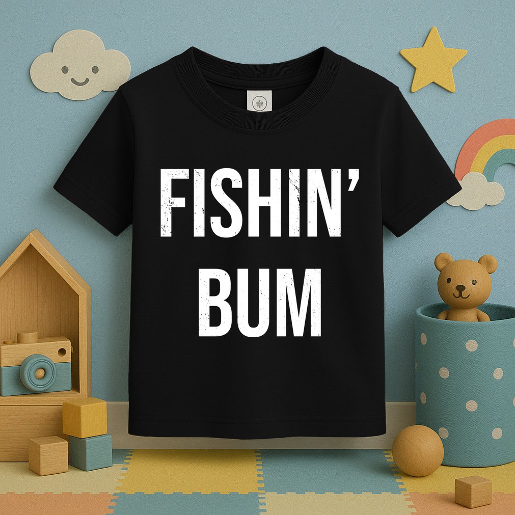Fishin Bum Funny Fishing Fisherman Toddler T-Shirt