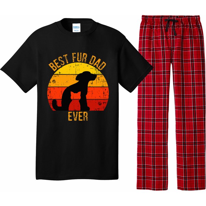 Funny Best Fur Dad Ever Vintage Retro Dog Cat Owner Pajama Set