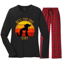 Funny Best Fur Dad Ever Vintage Retro Dog Cat Owner Women's Long Sleeve Flannel Pajama Set 