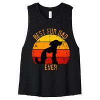 Funny Best Fur Dad Ever Vintage Retro Dog Cat Owner Women's Racerback Cropped Tank