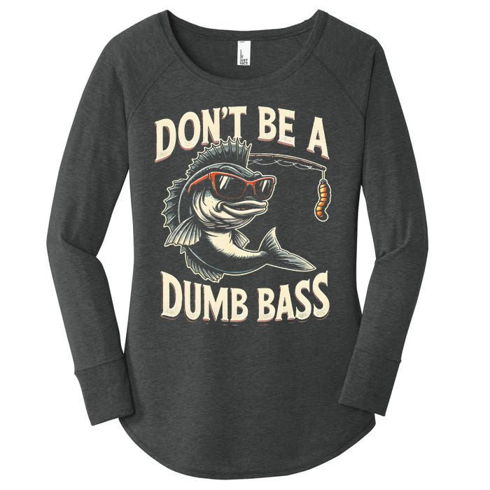 Funny Bass Fishing Stuff Funny Dad Bass Fish Papa Fishing Women's Perfect Tri Tunic Long Sleeve Shirt