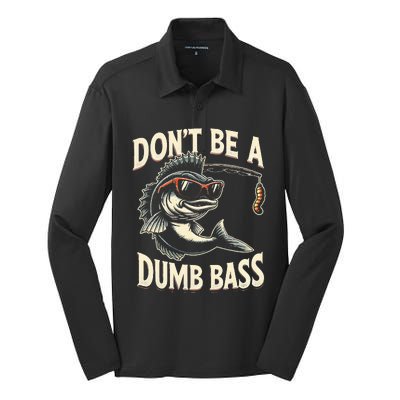 Funny Bass Fishing Stuff Funny Dad Bass Fish Papa Fishing Silk Touch Performance Long Sleeve Polo