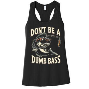 Funny Bass Fishing Stuff Funny Dad Bass Fish Papa Fishing Women's Racerback Tank