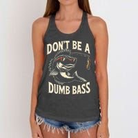 Funny Bass Fishing Stuff Funny Dad Bass Fish Papa Fishing Women's Knotted Racerback Tank