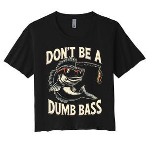 Funny Bass Fishing Stuff Funny Dad Bass Fish Papa Fishing Women's Crop Top Tee