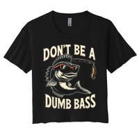 Funny Bass Fishing Stuff Funny Dad Bass Fish Papa Fishing Women's Crop Top Tee