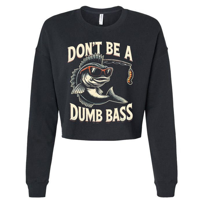 Funny Bass Fishing Stuff Funny Dad Bass Fish Papa Fishing Cropped Pullover Crew