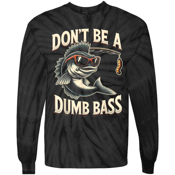 Funny Bass Fishing Stuff Funny Dad Bass Fish Papa Fishing Tie-Dye Long Sleeve Shirt