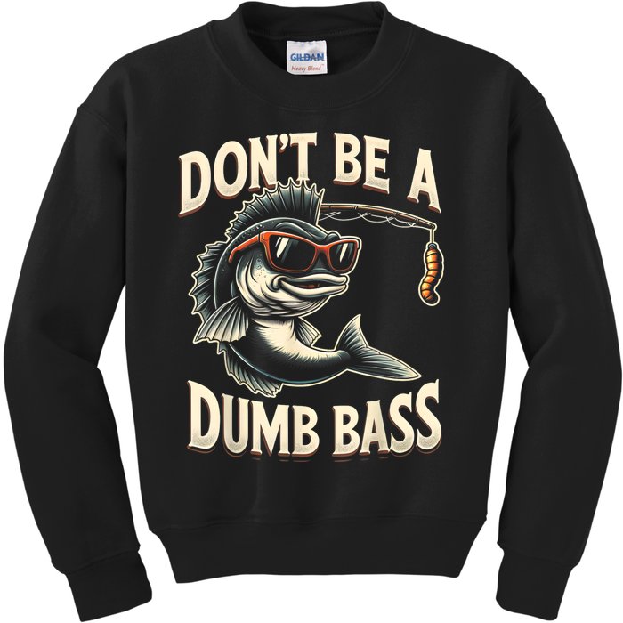 Funny Bass Fishing Stuff Funny Dad Bass Fish Papa Fishing Kids Sweatshirt