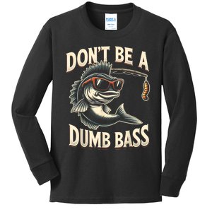 Funny Bass Fishing Stuff Funny Dad Bass Fish Papa Fishing Kids Long Sleeve Shirt