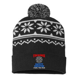 Funny Bang Firecracker Firework Safety Director I Run You Ru USA-Made Snowflake Beanie