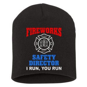 Funny Bang Firecracker Firework Safety Director I Run You Ru Short Acrylic Beanie