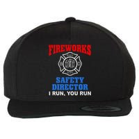 Funny Bang Firecracker Firework Safety Director I Run You Ru Wool Snapback Cap