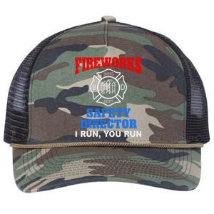 Funny Bang Firecracker Firework Safety Director I Run You Ru Retro Rope Trucker Hat Cap