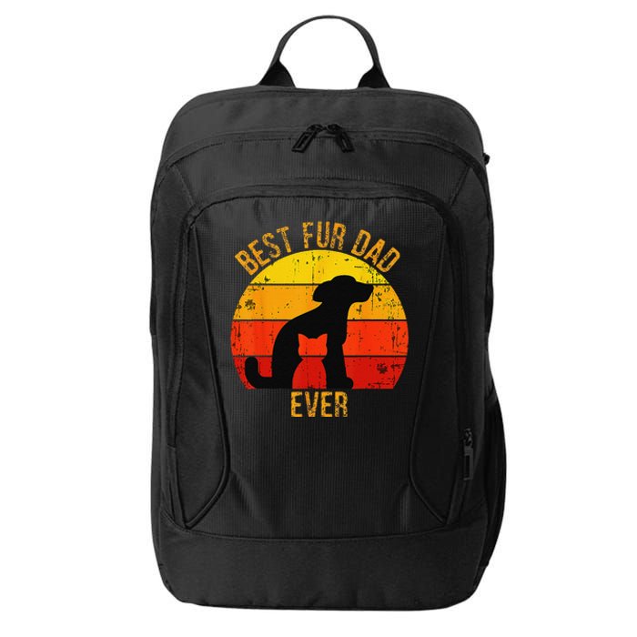 Funny Best Fur Dad Ever Vintage Retro Dog Cat Owner City Backpack