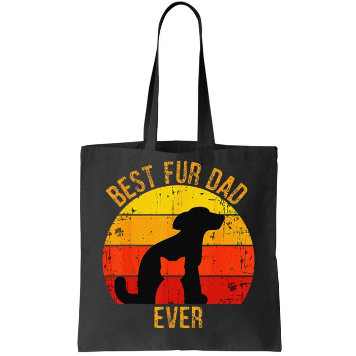 Funny Best Fur Dad Ever Vintage Retro Dog Cat Owner Tote Bag