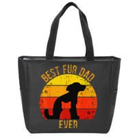 Funny Best Fur Dad Ever Vintage Retro Dog Cat Owner Zip Tote Bag